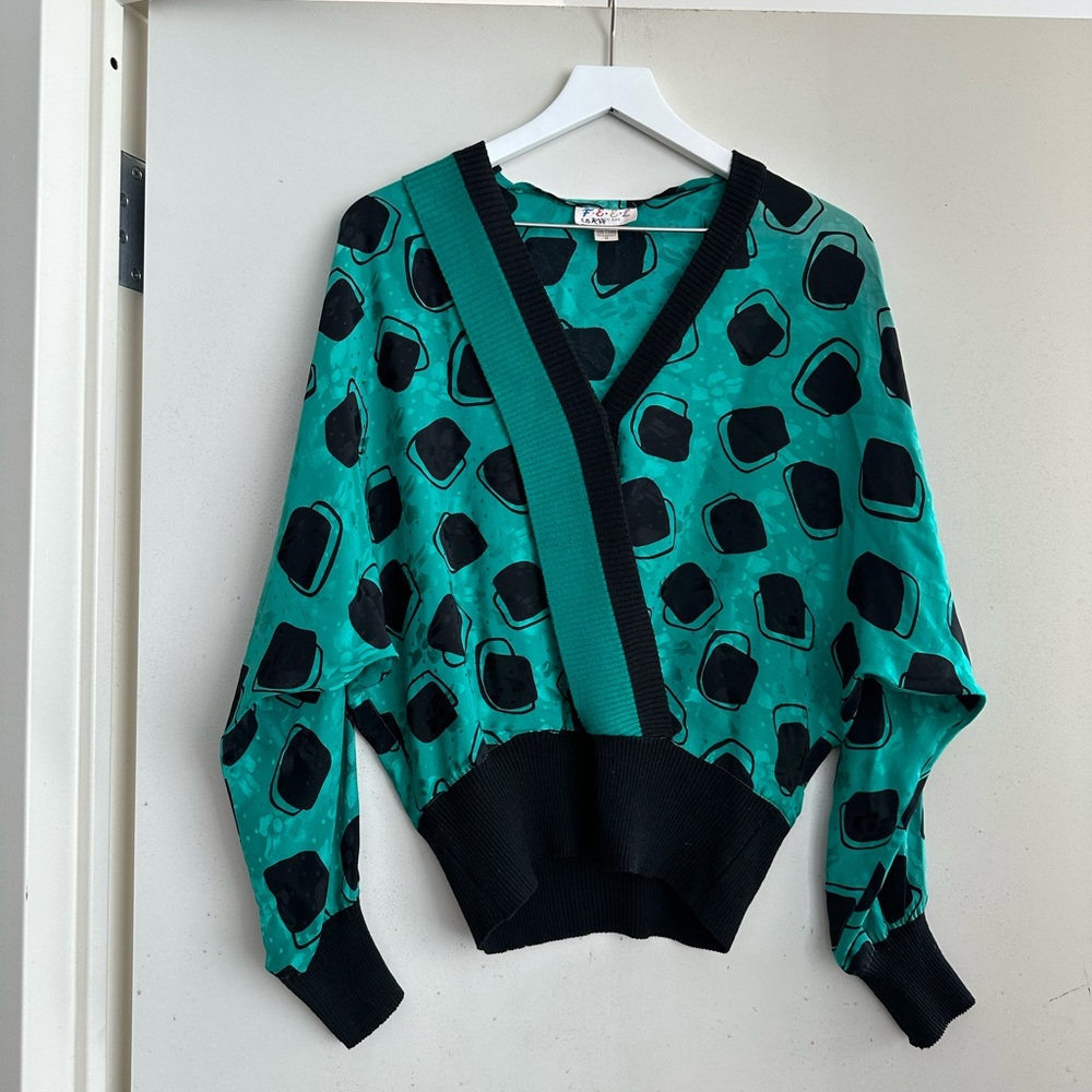 Vintage Silk V Neck Blouse